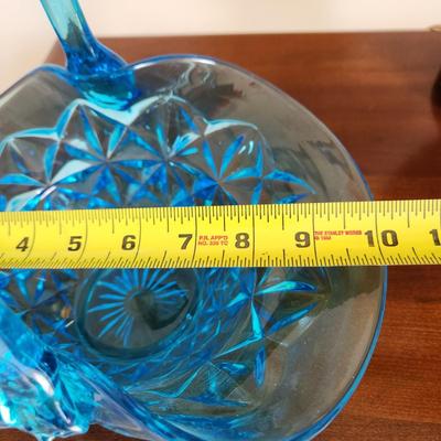 Vintage Blue Glass Basket Diamond