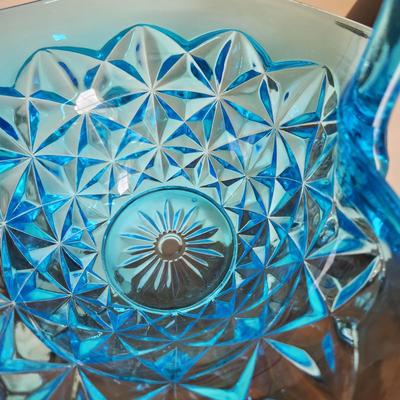 Vintage Blue Glass Basket Diamond