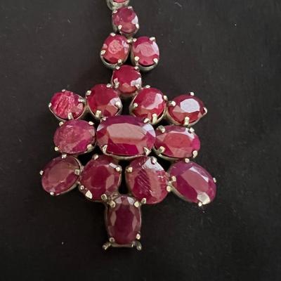925 Silver, Ruby Waterfall Necklace & More (K-RG)