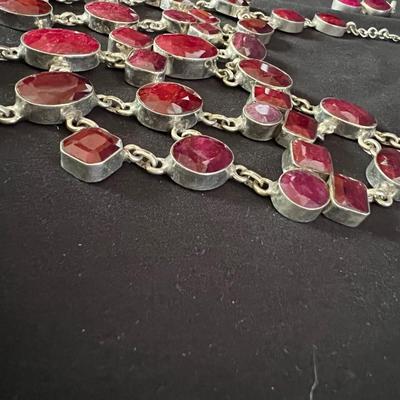 925 Silver, Ruby Waterfall Necklace & More (K-RG)