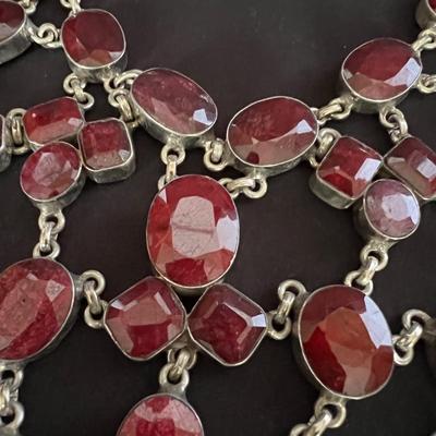 925 Silver, Ruby Waterfall Necklace & More (K-RG)