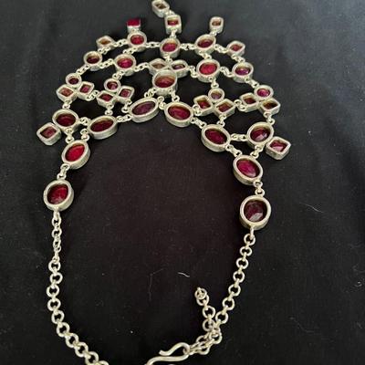 925 Silver, Ruby Waterfall Necklace & More (K-RG)