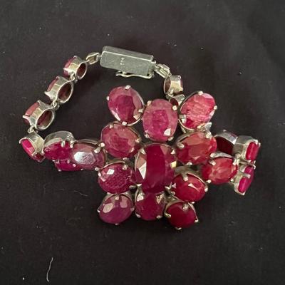 925 Silver, Ruby Waterfall Necklace & More (K-RG)