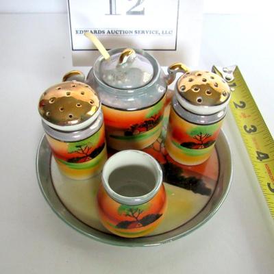 Nice Vintage Japan Hand Painted Condiment Set