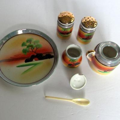 Nice Vintage Japan Hand Painted Condiment Set