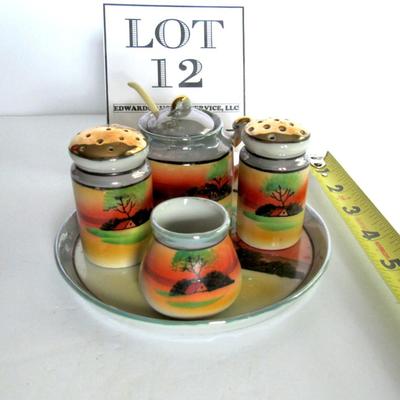 Nice Vintage Japan Hand Painted Condiment Set