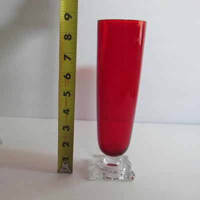 Lot 14: Vintage Seneca Glass Tall Red Slim Jim Iced Tea Tumbler