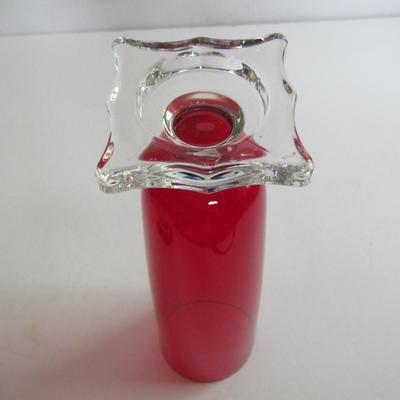 Lot 14: Vintage Seneca Glass Tall Red Slim Jim Iced Tea Tumbler