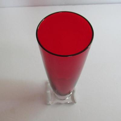 Lot 14: Vintage Seneca Glass Tall Red Slim Jim Iced Tea Tumbler