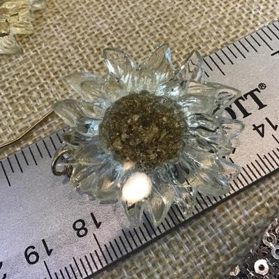 Clear Sunflower Earrings