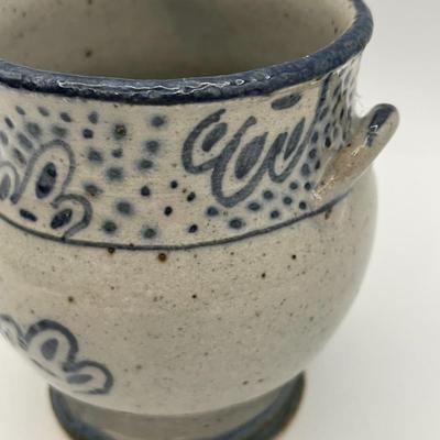 Blue & White Salt Glazed Vessel, Signed