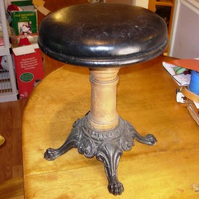 Antique Leather Top Stool