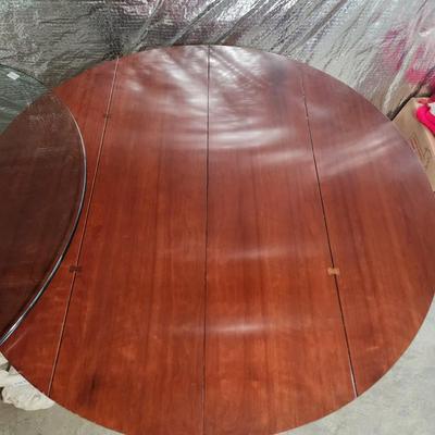 Detailed Inlaid Clean Drexel Dining Table, Leaf, Chairs, NEW Seats/Fabric