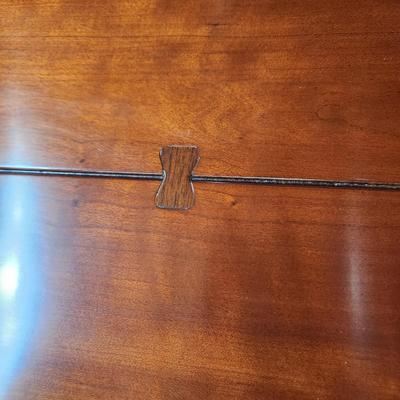 Detailed Inlaid Clean Drexel Dining Table, Leaf, Chairs, NEW Seats/Fabric