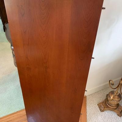 Detailed Inlaid Clean Drexel Dining Table, Leaf, Chairs, NEW Seats/Fabric