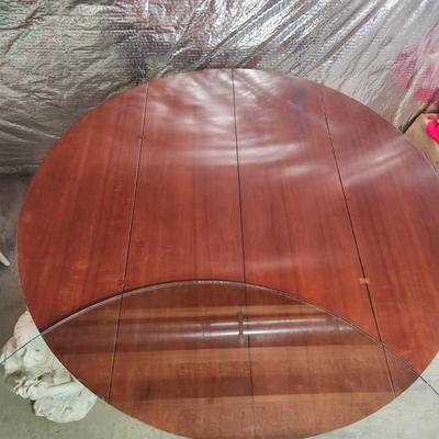 Detailed Inlaid Clean Drexel Dining Table, Leaf, Chairs, NEW Seats/Fabric