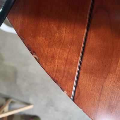 Detailed Inlaid Clean Drexel Dining Table, Leaf, Chairs, NEW Seats/Fabric