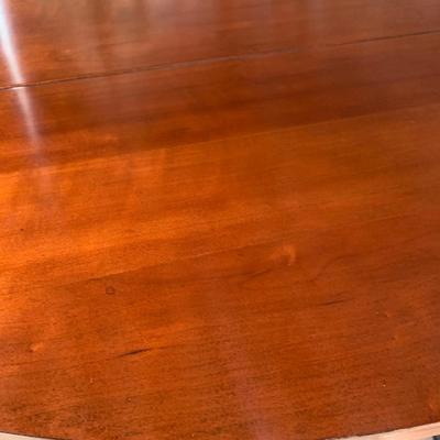 Detailed Inlaid Clean Drexel Dining Table, Leaf, Chairs, NEW Seats/Fabric