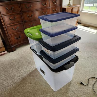 Mixed Lot of 6 Plastic Totes Containers 5 are Sterilite