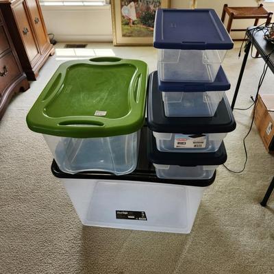 Mixed Lot of 6 Plastic Totes Containers 5 are Sterilite
