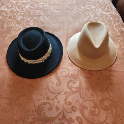 2 Women's 100% Wool Hats Black is The Icing USA & Tan is made in Italy