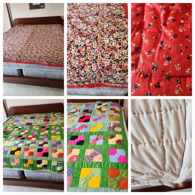 2 Handmade Quilts  Red and Flowers, Patchwork