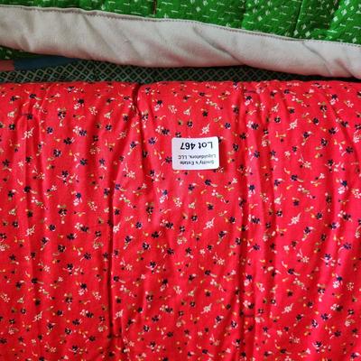 2 Handmade Quilts  Red and Flowers, Patchwork