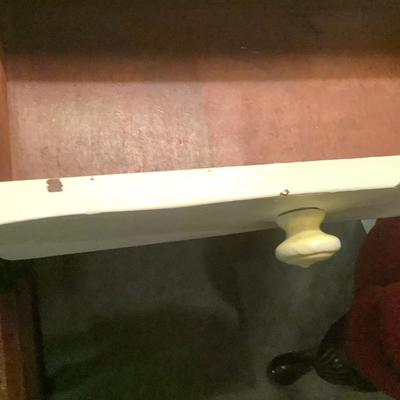 White wooden side table with one drawer, dove tail and a lower shelf 28"H 16"W 14"depth