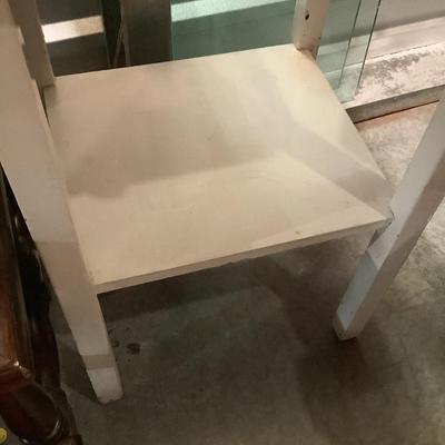 White wooden side table with one drawer, dove tail and a lower shelf 28"H 16"W 14"depth
