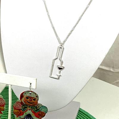 338 Wine Necklaces, Tea Towel, Christmas Gingerbread Earrings