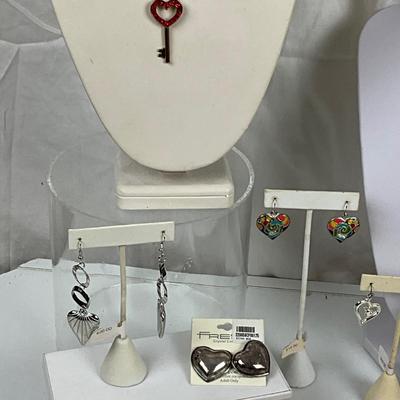 349 Love, Heart, Key Necklace, Earring Lot