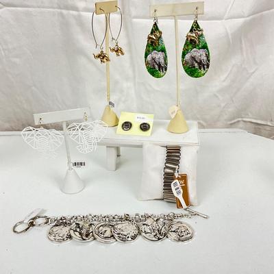 353 Elephant Jewelry Bracelet, and Earrings