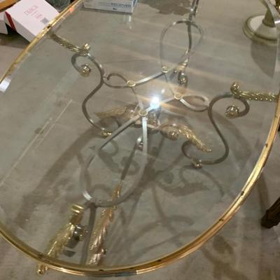 Large Oval Glass Top Coffee Table