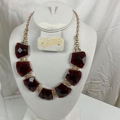 354 Two Costume Statement Necklaces, Earrings, Two Bracelets