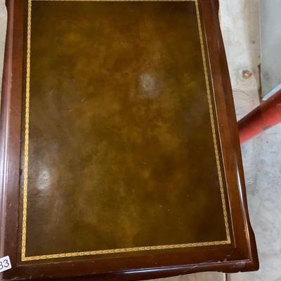 Leather Top End Table on casters