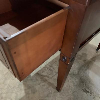 Leather Top End Table on casters