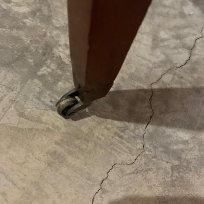 Leather Top End Table on casters