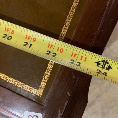 Leather Top End Table on casters