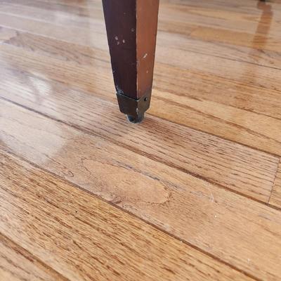 Leather Top End Table on casters