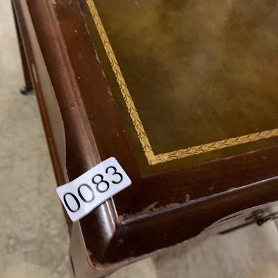 Leather Top End Table on casters