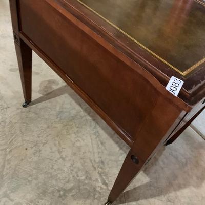 Leather Top End Table on casters