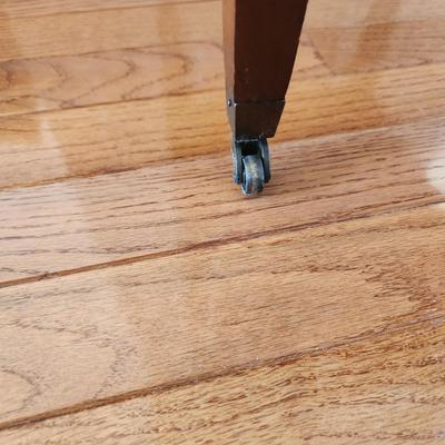 Leather Top End Table on casters
