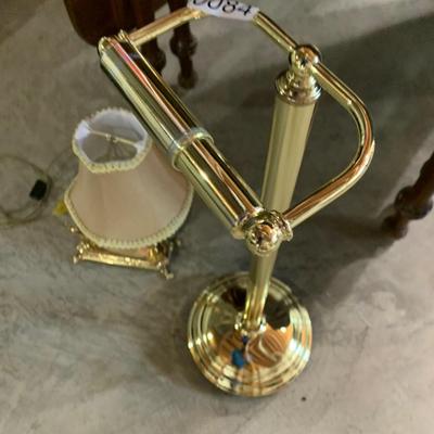 Bathroom Brass Toilet Paper Dispenser & Small Lamp