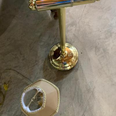 Bathroom Brass Toilet Paper Dispenser & Small Lamp
