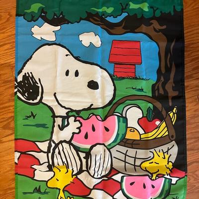 SNOOPY - Hot Dog Coin Bank, Plate, Book, (4) Snoopy Ornaments, Large Flag