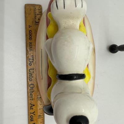 SNOOPY - Hot Dog Coin Bank, Plate, Book, (4) Snoopy Ornaments, Large Flag