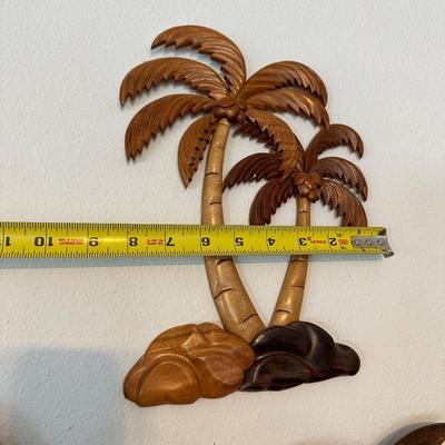 Hawaiian Bamboo Lamp & (3) Wood Decor Pieces