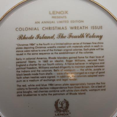 LENOX - Set of (6) Beautiful Colonial Christmas Wreath Plates, Most W/ Original Boxes