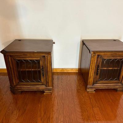 Two Glass Door End Tables (see description)