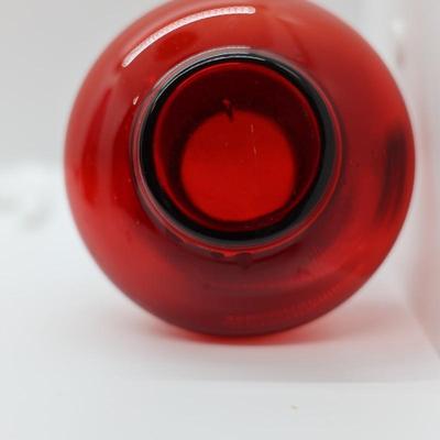 Cranberry Glass Pitcher & (2) Vases